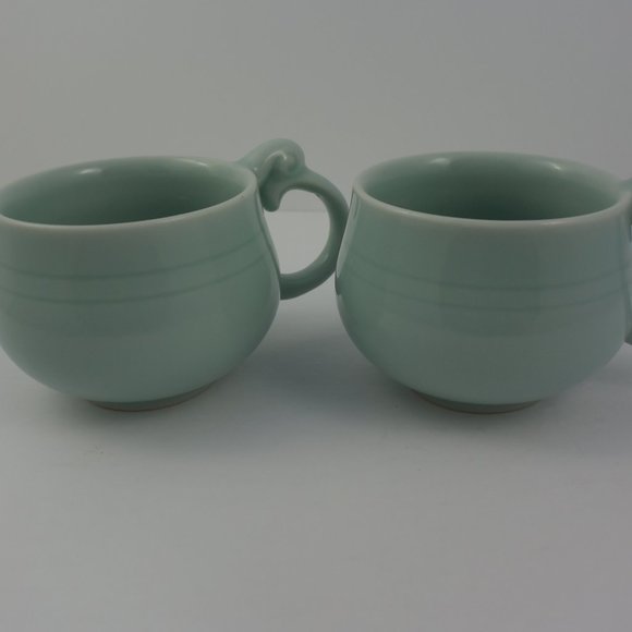 Pair of Celadon Porcelain Coffee/Tea Mugs - Picture 1 of 11